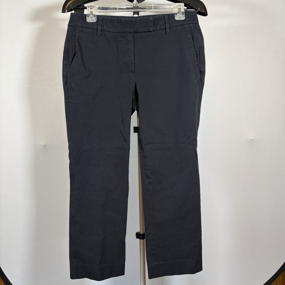 Brunello Cucinelli Sz 10 Womens Navy Flat Front Pants Italy Quiet Luxury Cotton